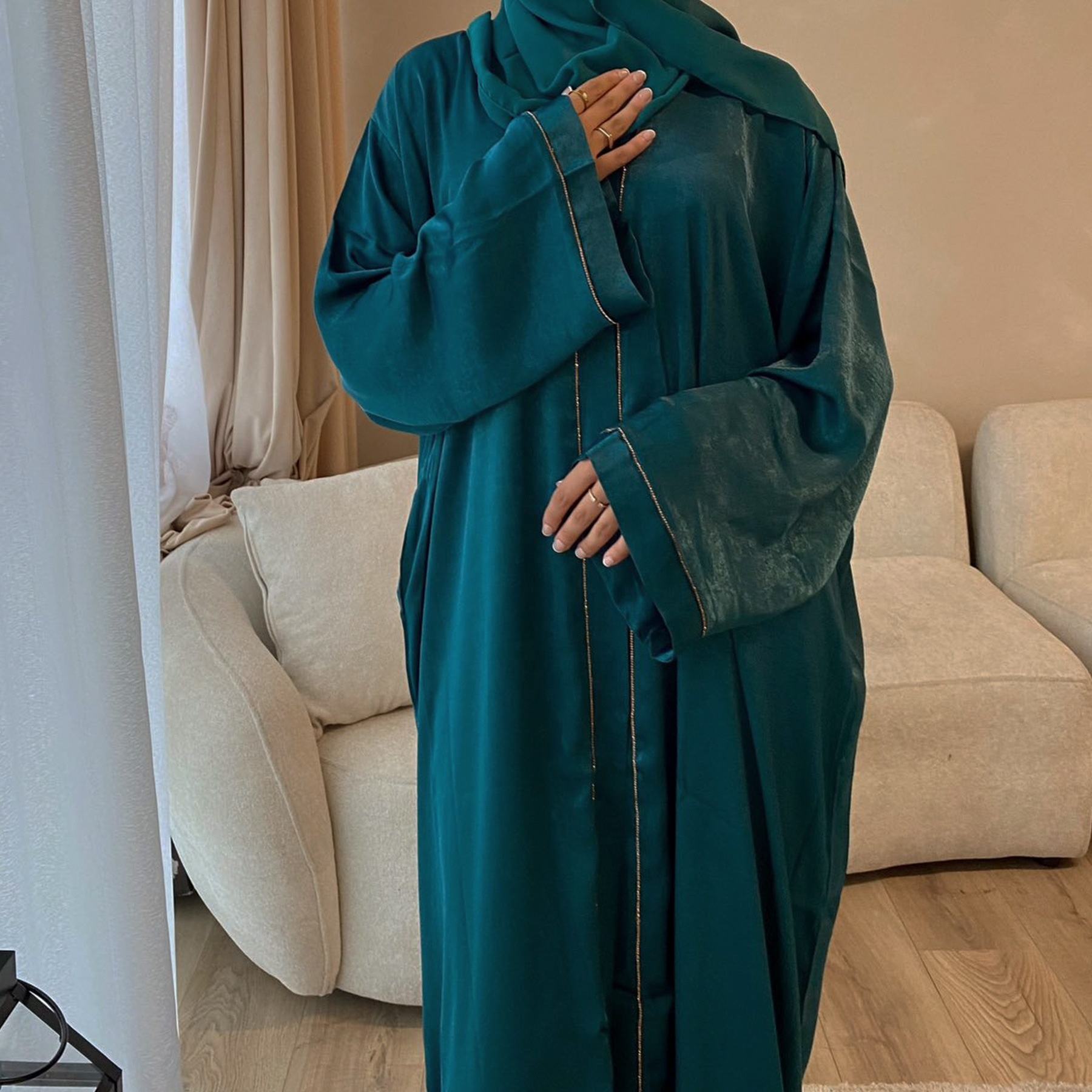 abaya vert emeraude